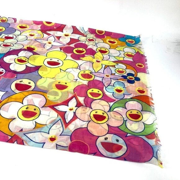 LOUIS VUITTON M72515 Murakami Takashi Cosmic Blossom Pareo Large shawl scarf - Picture 6 of 16